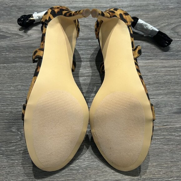 NEW Lulus Size 9 Aimee Suede Leopard Lace Up Heels Black Animal Print Strappy - Picture 8 of 11
